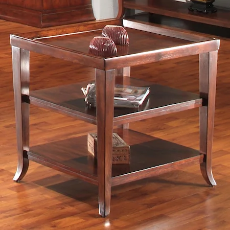 Rectangular End Table with Shelves